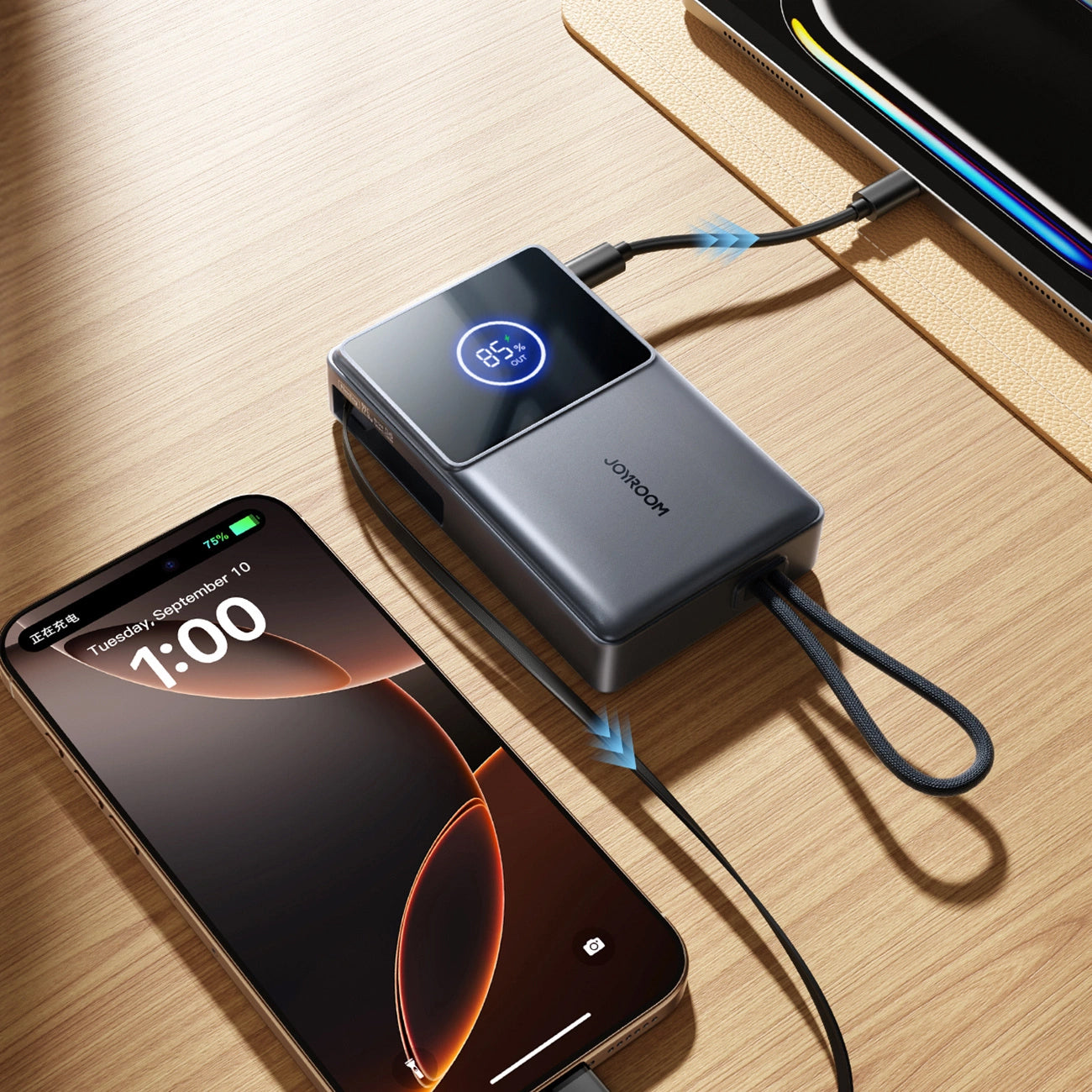 Extern batteri Joyroom JR-PR1, 10000mAh, 22.5W, PD, 2 x USB-C, Grå