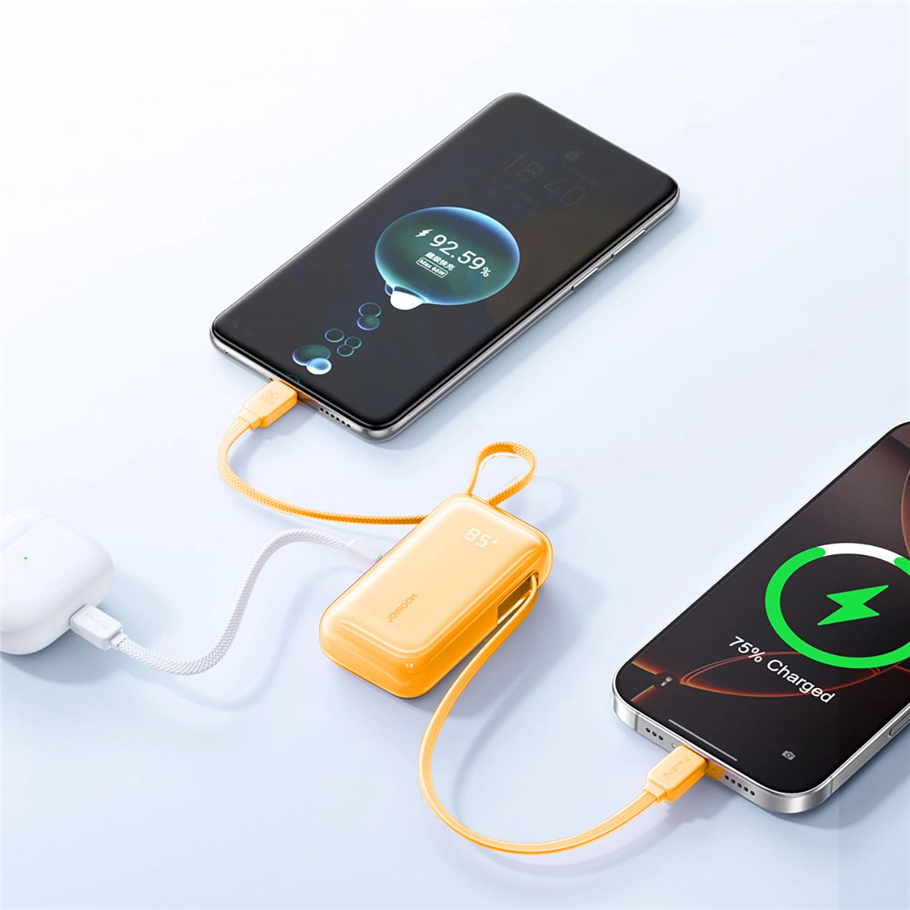 Joyroom JR-PR2L Extern Batteri, 10000mAh, 35W, QC + PD, 1 x Lightning - 2 x USB-C, Orange