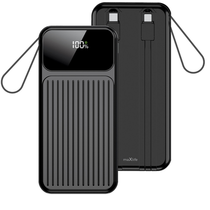 Extern batteri MaXlife MXPB-06, 10000mAh, 22.5W, QC + PD, 1 x Lightning - 2 x USB-A - 2 x USB-C, Svart