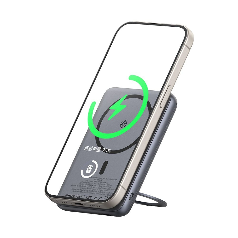 Trådlös Extern Batteri McDodo MC-8361 Meta, 5000mAh, 20W, PD + FQI, 1 x QI - 1 x USB-C, Grå