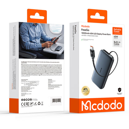 Externt Batteri McDodo MC-5920 MetaFree, 10000mAh, 45W, PD, 2 x USB-C, Grå