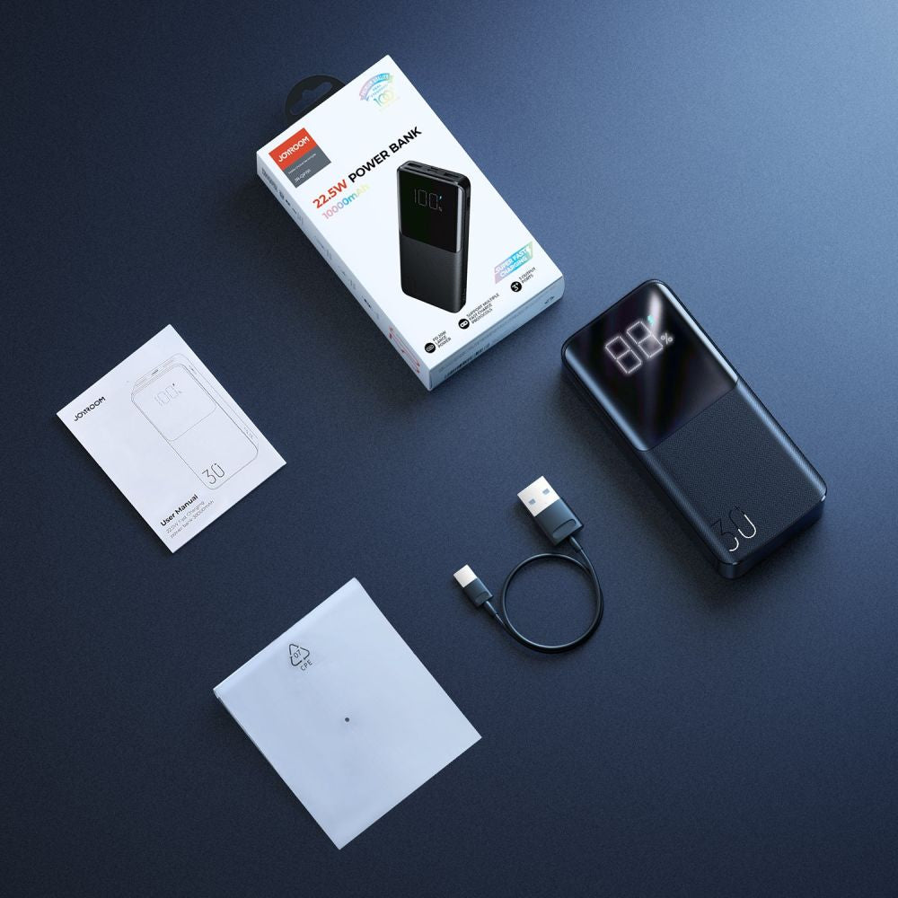 Externt Batteri Joyroom JR-QP193, 30000mAh, 22.5W, QC + PD, 1 x USB-C - 2 x USB-A, Svart