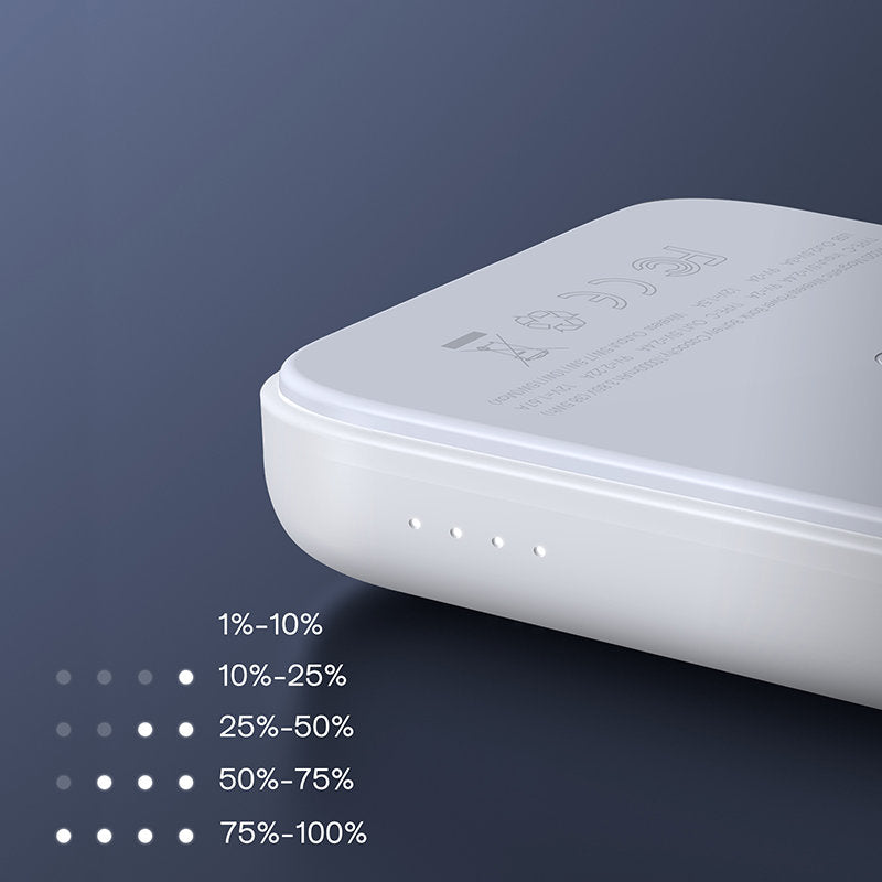 Trådlös Extern Batteri Joyroom JR-W020, 10000mAh, 20W, QC + PD + FQI, 1 x QI - 1 x USB-A - 1 x USB-C, Vit