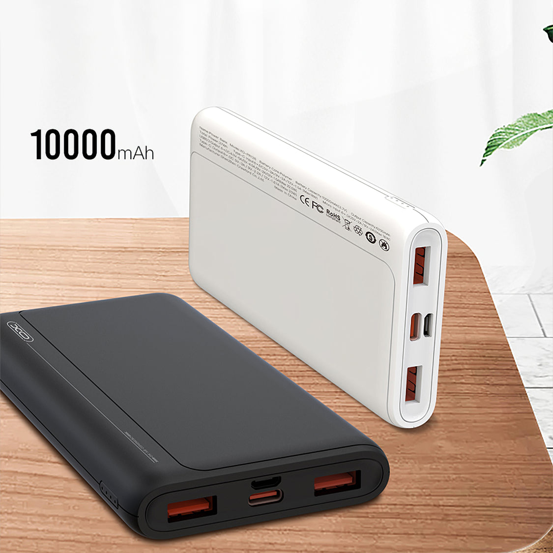 Extern batteri XO Design PR127, 20000mAh, 22.5W, QC + PD, 1 x USB-C - 2 x USB-A, Svart