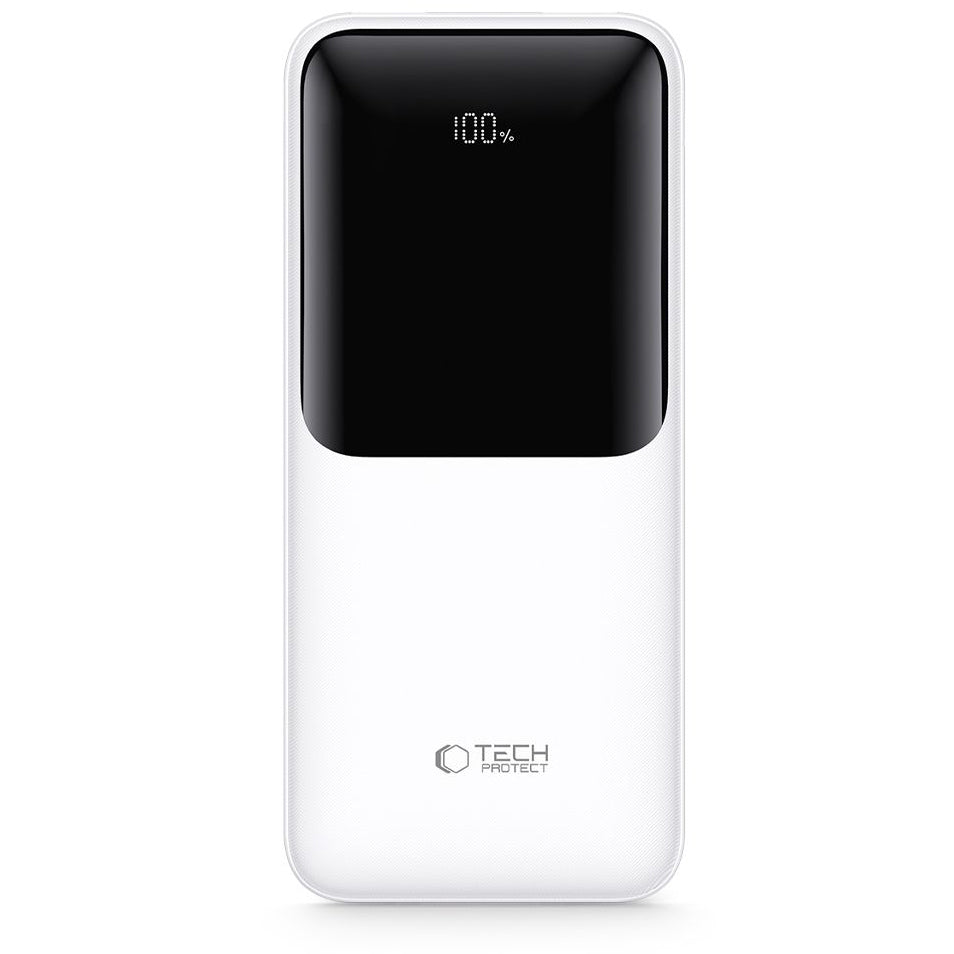 Extern batteri Tech-Protect PB02, 20000mAh, 22.5W, QC + PD, 1 x USB-C - 2 x USB-A, Vit
