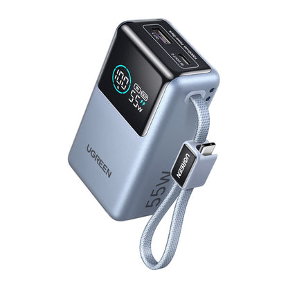 Extern batteri UGREEN Nexode Pro PB727 (75701B), 10000mAh, 55W, QC + PD, 1 x USB-A - 2 x USB-C, Grå