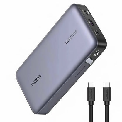 Extern batteri UGREEN PB205, 25000mAh, 145W, QC + PD, 1 x USB-A - 2 x USB-C, Grå