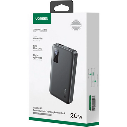 Extern batteri UGREEN PB311, 10000mAh, 22.5W, QC + PD, 1 x USB-C - 2 x USB-A, Svart