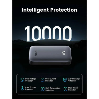 Extern batteri UGREEN PB502, 10000mAh, 30W, QC + PD, 1 x USB-A - 1 x USB-C, Grå