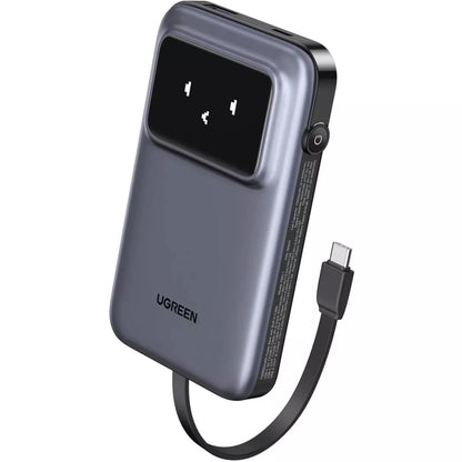 Extern batteri UGREEN PB511 Uno, 10000mAh, 30W, QC + PD, 1 x USB-A - 2 x USB-C, Grå