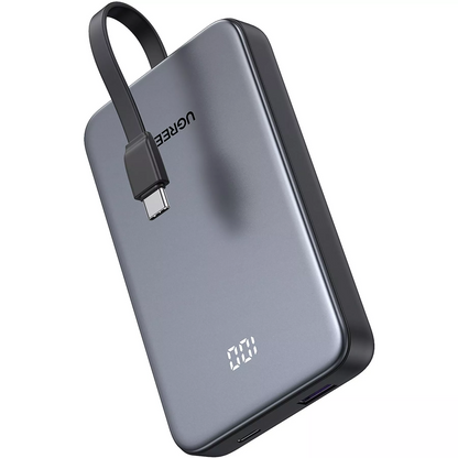 Extern batteri UGREEN PB526 (75161B), 10000mAh, 20W, QC + PD, 1 x USB-A - 2 x USB-C, Grå
