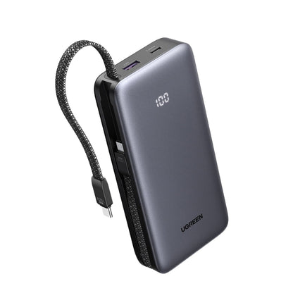 Extern batteri UGREEN PB528 (55985B), 20000mAh, 30W, QC + PD, 1 x USB-A - 3 x USB-C, Grå