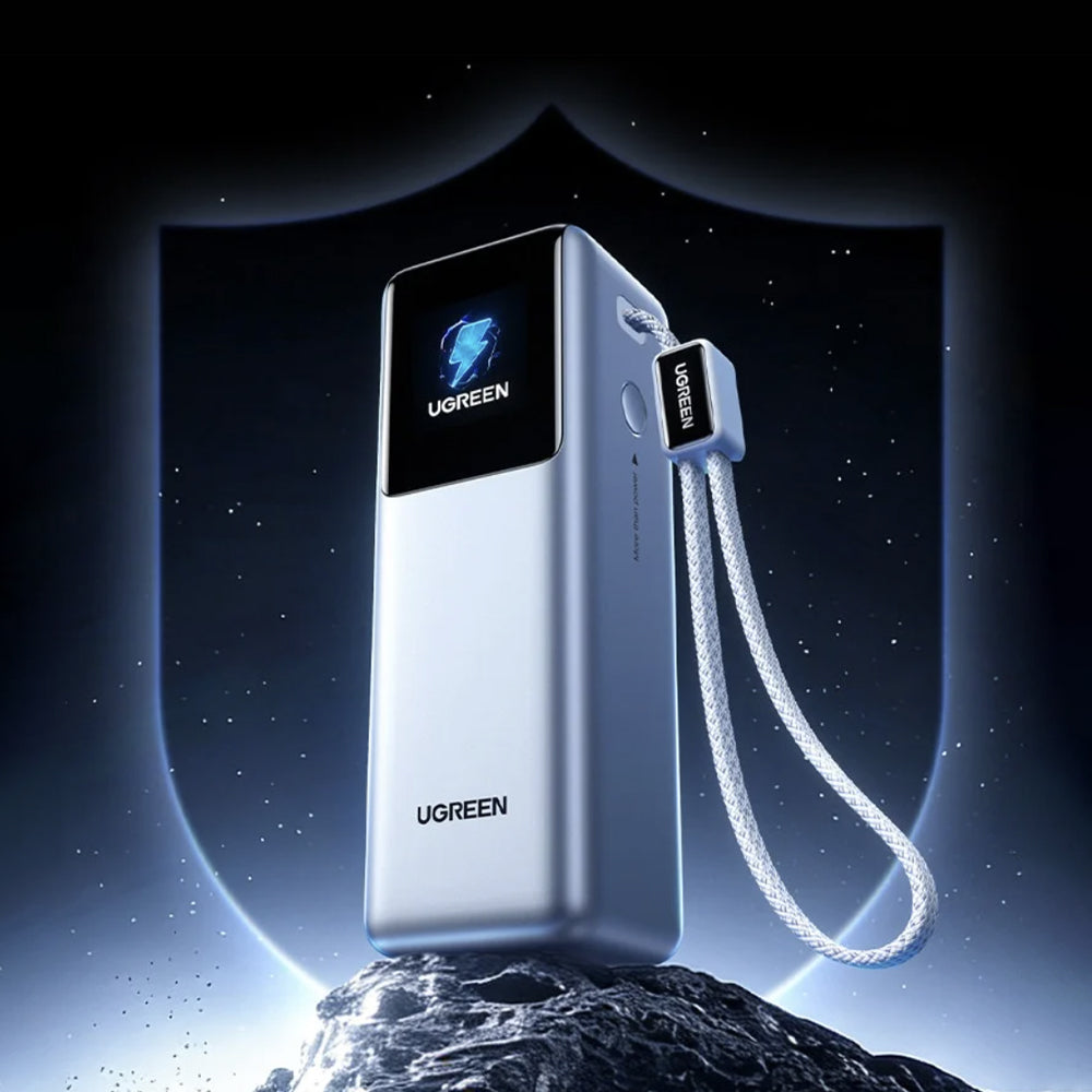 Extern batteri UGREEN PB728 (75702B), 25000mAh, 200W, QC + PD, 1 x USB-A - 3 x USB-C, Grå