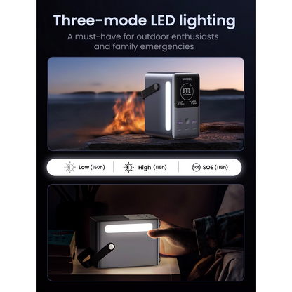 Extern batteri UGREEN PB770, 48000mAh, 300W, QC + PD, 2 x USB-A - 3 x USB-C, Grå, Omslagen