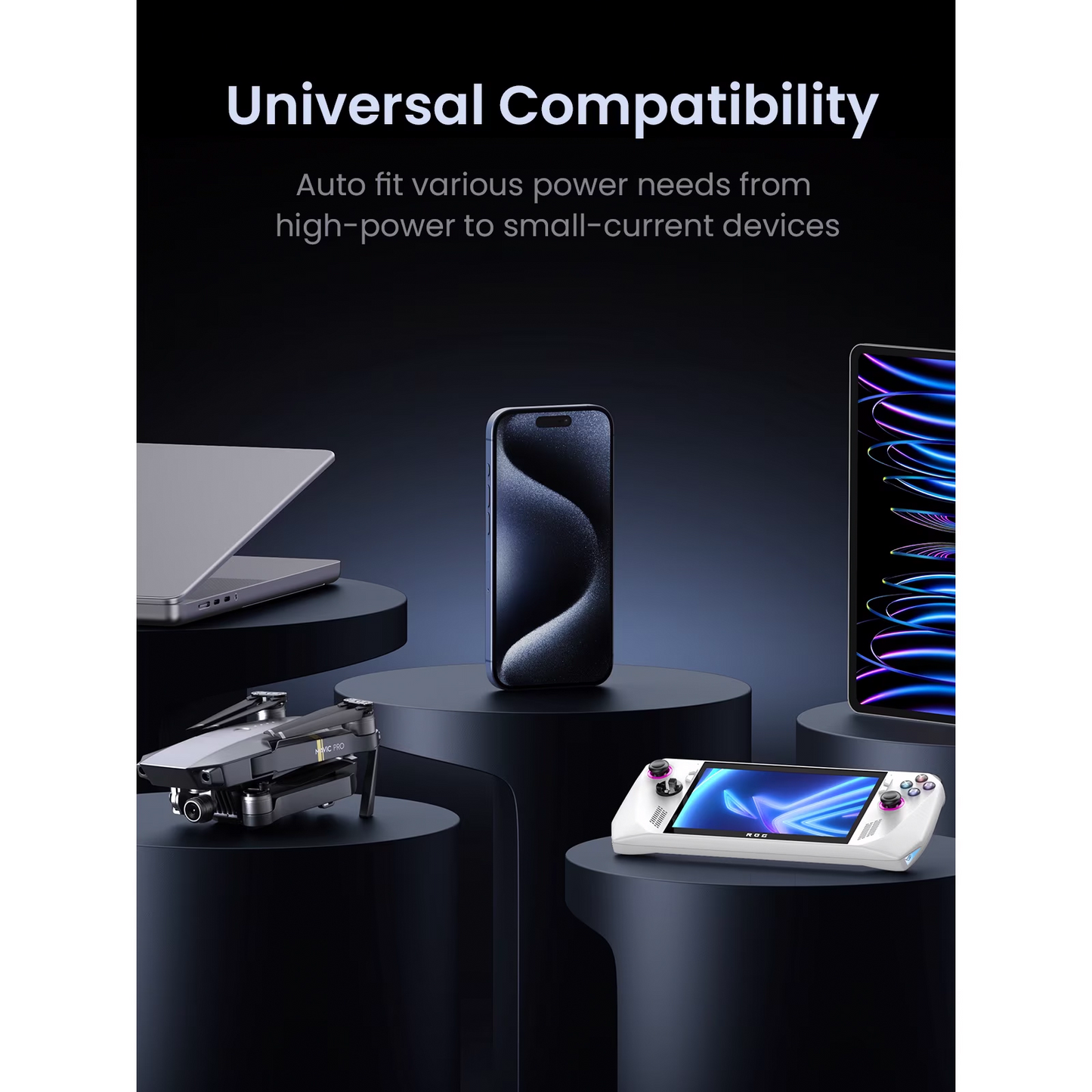 Extern batteri UGREEN PB770, 48000mAh, 300W, QC + PD, 2 x USB-A - 3 x USB-C, Grå, Omslagen