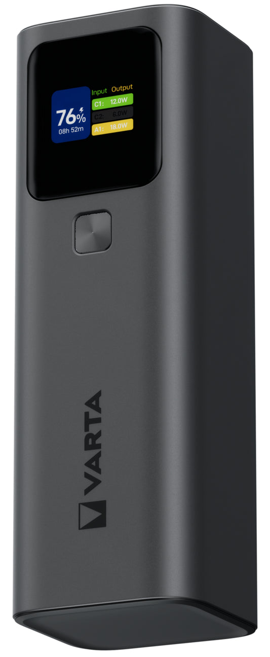 Extern batteri Varta High Speed, 27000mAh, 140W, QC + PD, 1 x USB-A - 2 x USB-C, Svart