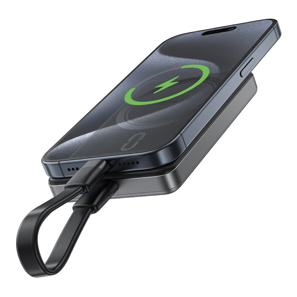 Trådlös Extern Batteri Acefast M12, 10000mAh, 20W, PD + FQI, 1 x QI - 1 x USB-C, Svart