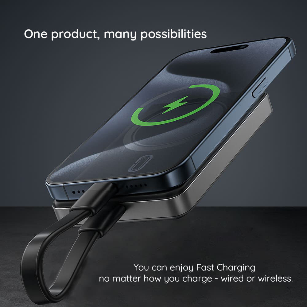 Trådlös Extern Batteri Acefast M12, 10000mAh, 20W, PD + FQI, 1 x QI - 1 x USB-C, Svart