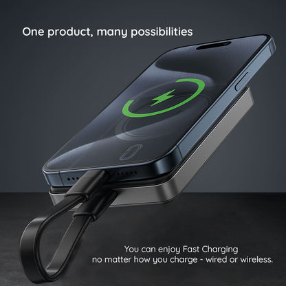 Trådlös Extern Batteri Acefast M12, 10000mAh, 20W, PD + FQI, 1 x QI - 1 x USB-C, Svart