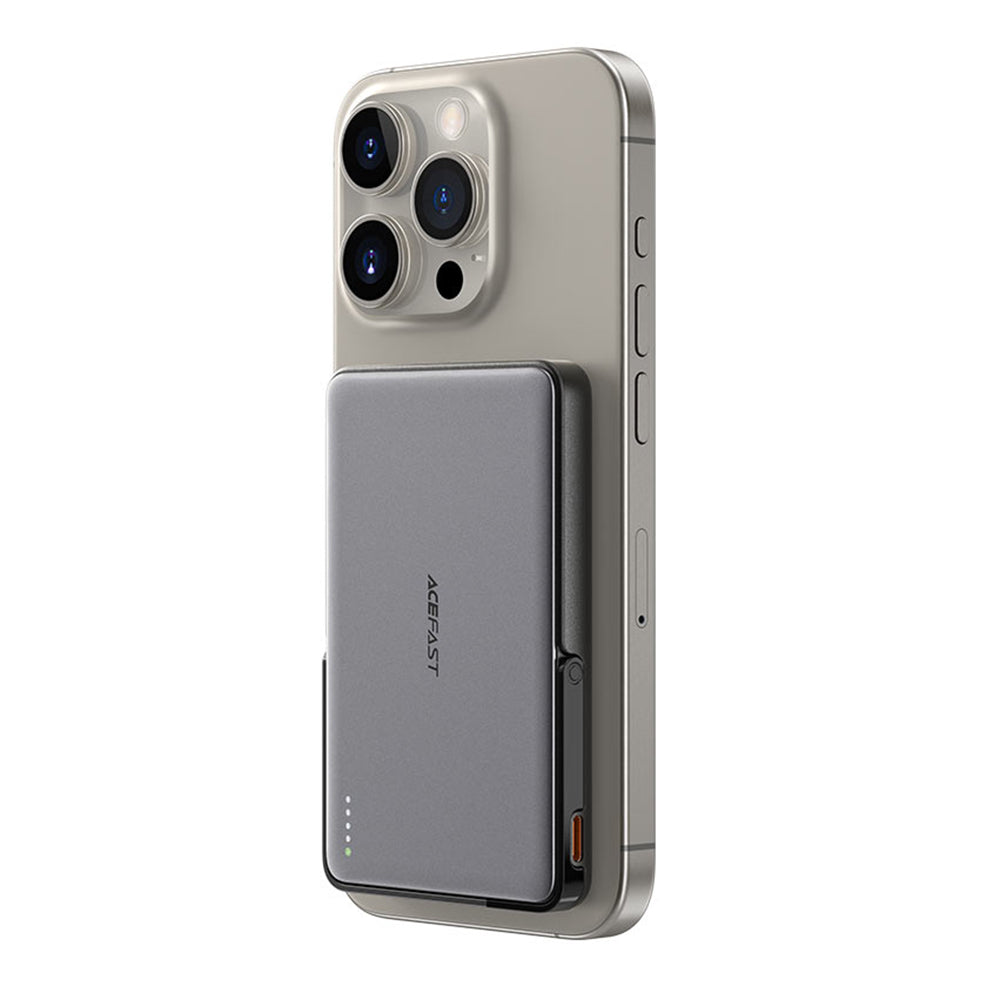 Trådlös Extern Batteri Acefast M16, 5000mAh, 18W, PD + FQI, 1 x QI - 1 x USB-C, Svart