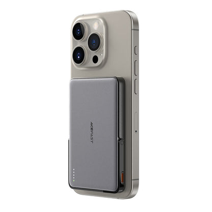 Trådlös Extern Batteri Acefast M16, 5000mAh, 18W, PD + FQI, 1 x QI - 1 x USB-C, Svart