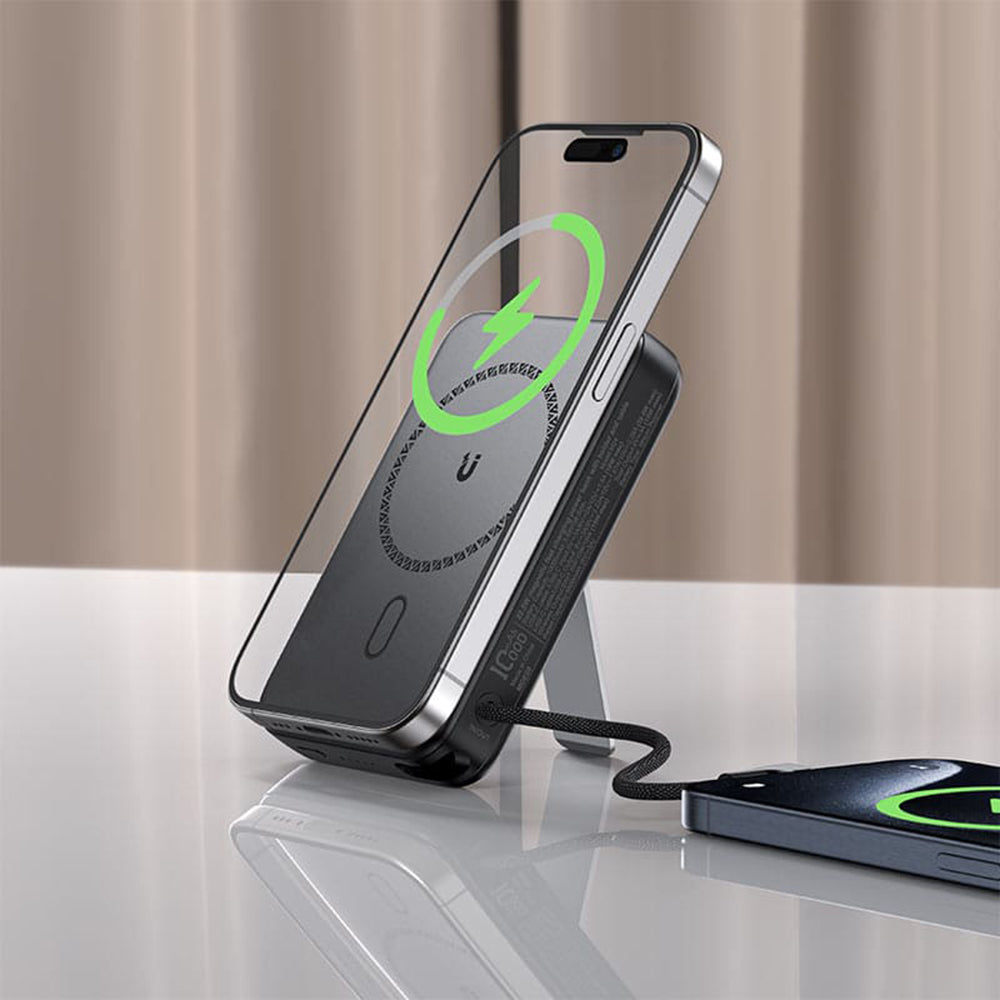 Trådlös Extern Batteri Acefast M24, 10000mAh, 22.5W, PD + FQI, 1 x QI - 2 x USB-C, Grå