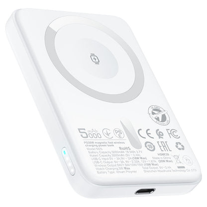 Trådlös Extern Batteri Acefast M25, 5000mAh, 20W, PD + FQI, 1 x QI - 1 x USB-C, Vit