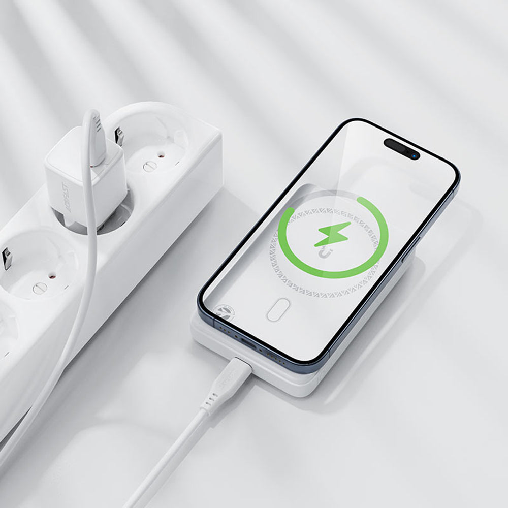 Extern trådlös batteri Acefast M26, 10000mAh, 20W, PD + FQI, 1 x QI - 1 x USB-C, Vit