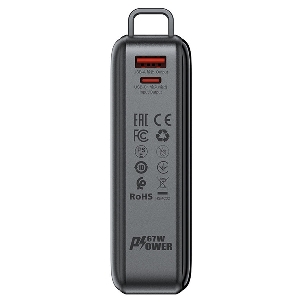 External Battery Acefast M4, 20000mAh, 67W, PD, 1 x USB-A - 2 x USB-C, Black