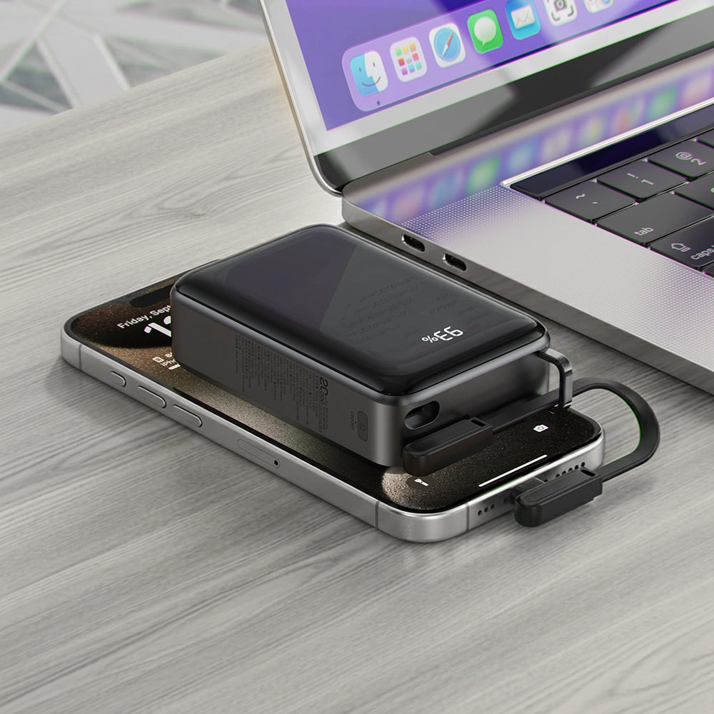 External Battery Acefast M4, 20000mAh, 67W, PD, 1 x USB-A - 2 x USB-C, Black