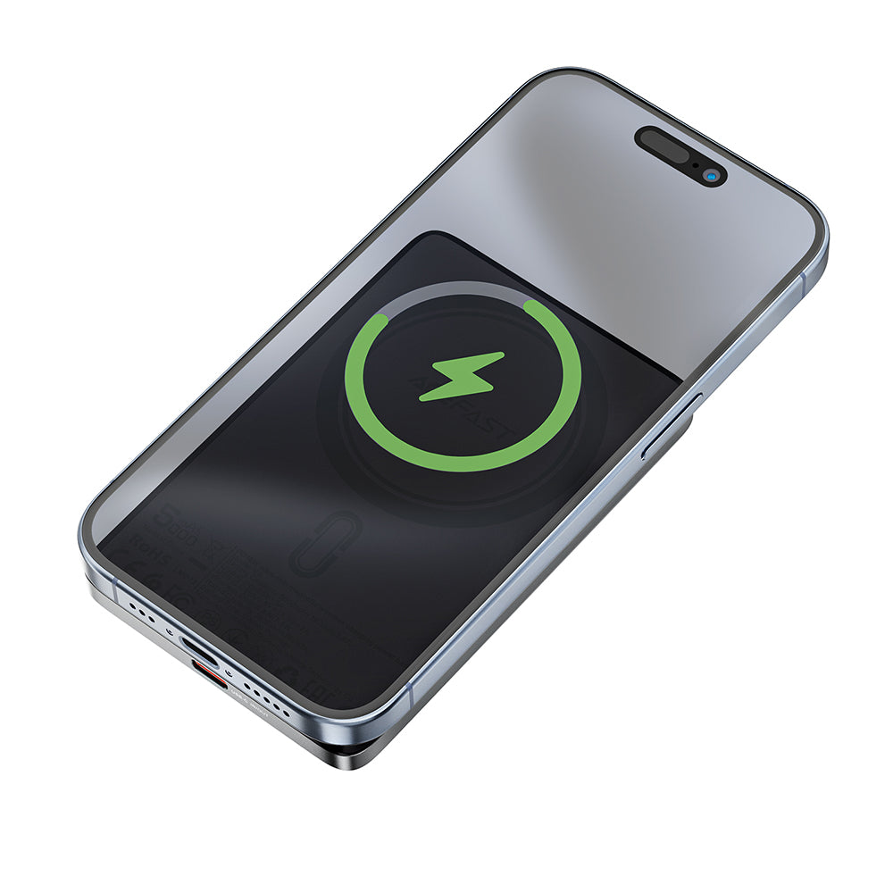 Trådlös Extern Batteri Acefast M8, 5000mAh, 18W, PD + FQI, 1 x QI - 1 x USB-C, Svart