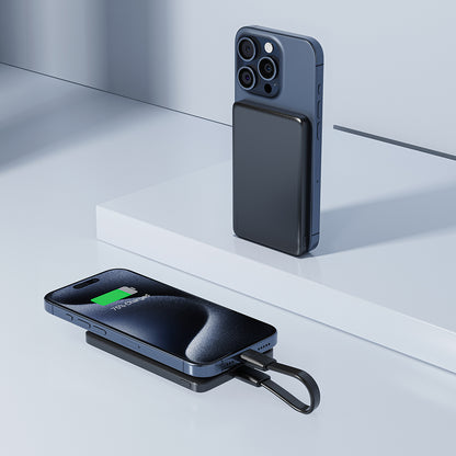 Trådlös Extern Batteri Acefast M8, 5000mAh, 18W, PD + FQI, 1 x QI - 1 x USB-C, Svart