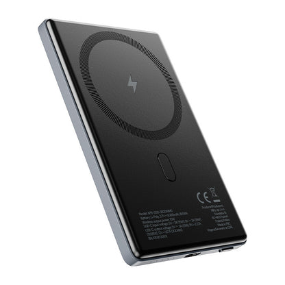 Extern trådlös batteri Allity. APB-300, 5000mAh, 20W, PD + FQI, 1 x QI - 1 x USB-C, Grå