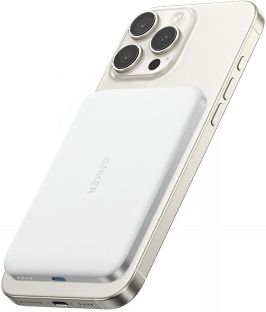 Extern trådlös batteri Anker Nano, 5000mAh, 20W, PD + FQI, 1 x QI - 1 x USB-C, Vit A1665H21