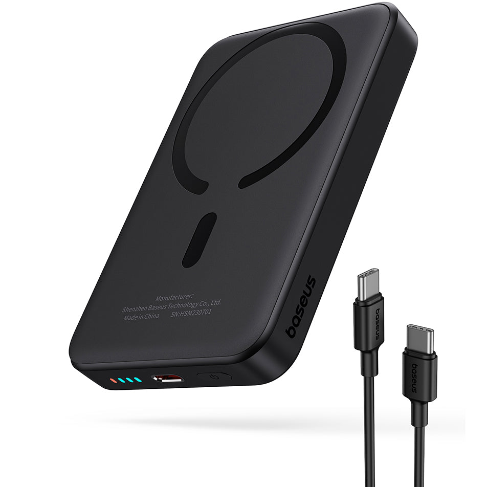 Extern batteri Wireless Baseus Magnetic Mini, 10000mAh, 20W, PD + FQI, 1 x QI - 1 x USB-C, Svart P10059001113-00