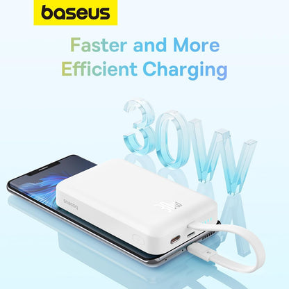 Extern batteri Wireless Baseus Magnetic Mini, 10000mAh, 30W, PD + FQI, 1 x QI - 2 x USB-C, Vit P1002210B223-00