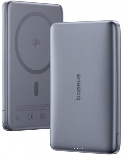 Extern batteri Wireless Baseus PicoGo AM41, 10000mAh, 27W, PD + FQI, 1 x QI - 1 x USB-C, Grå E0027200