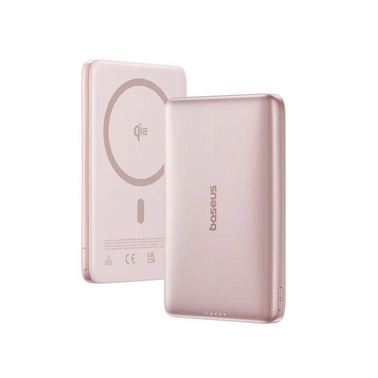Extern trådlös batteri Baseus PicoGo AM41, 10000mAh, 27W, PD + FQI, 1 x QI - 1 x USB-C, Rosa E0027202