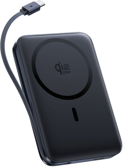 Trådlös Extern Batteri Baseus PicoGo AM61, 10000mAh, 45W, PD + FQI, 1 x QI - 2 x USB-C, Svart E0028V00