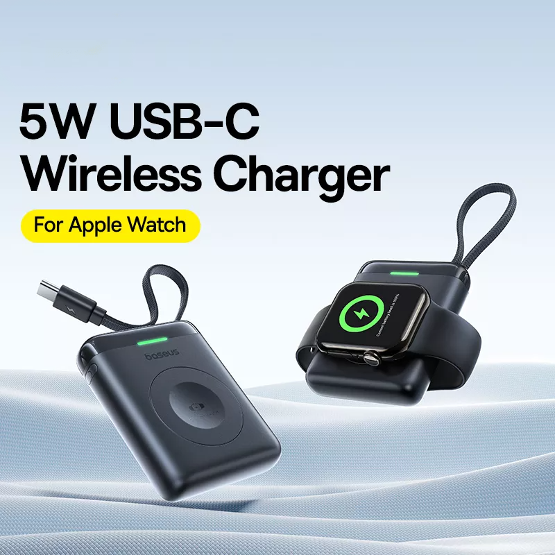 Trådlös Extern Batteri Baseus EnerFill FW11 för Apple Watch Series, 1640mAh, 5W, 1 x QI, Svart E0205301