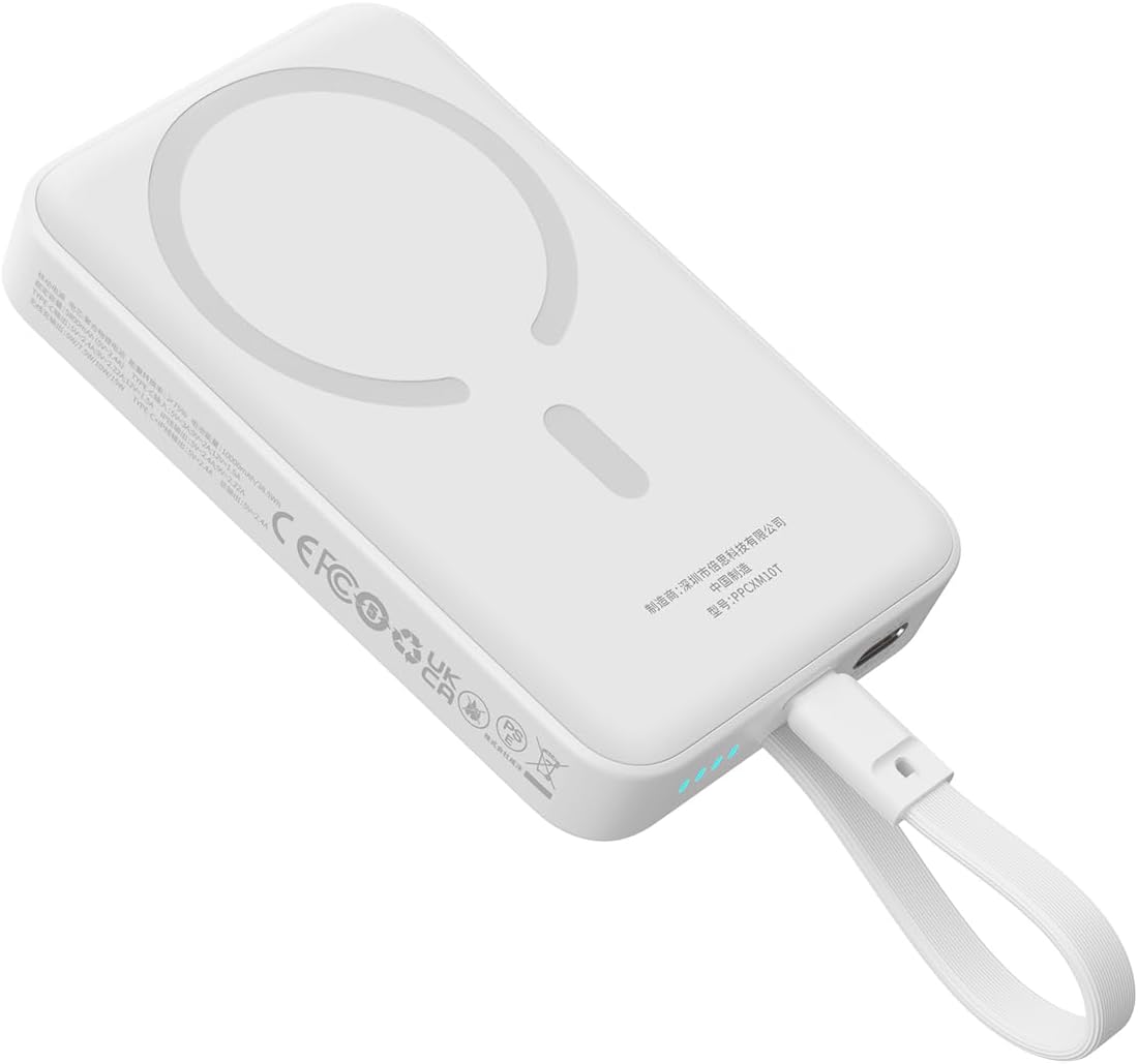 Extern batteri Wireless Baseus Magnetic Mini, 10000mAh, 30W, PD + FQI, 1 x QI - 2 x USB-C, Vit P1002210B223-00
