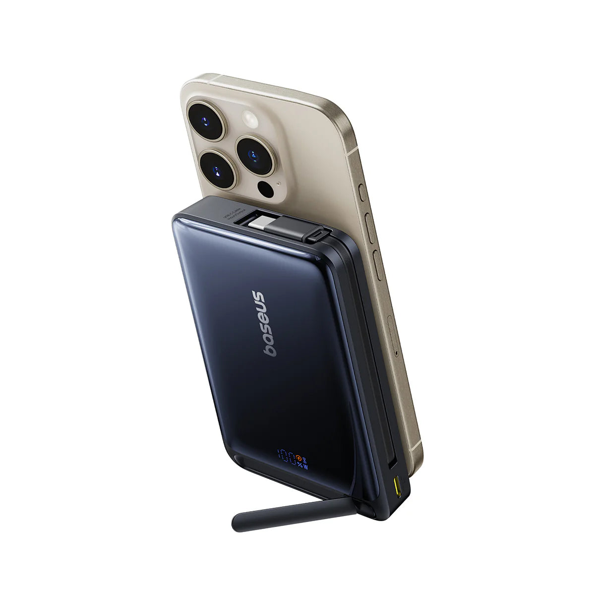 Extern batteri Wireless Baseus Nomos, 10000mAh, 45W, PD + FQI, 1 x QI - 2 x USB-C, Svart P10078800123-00