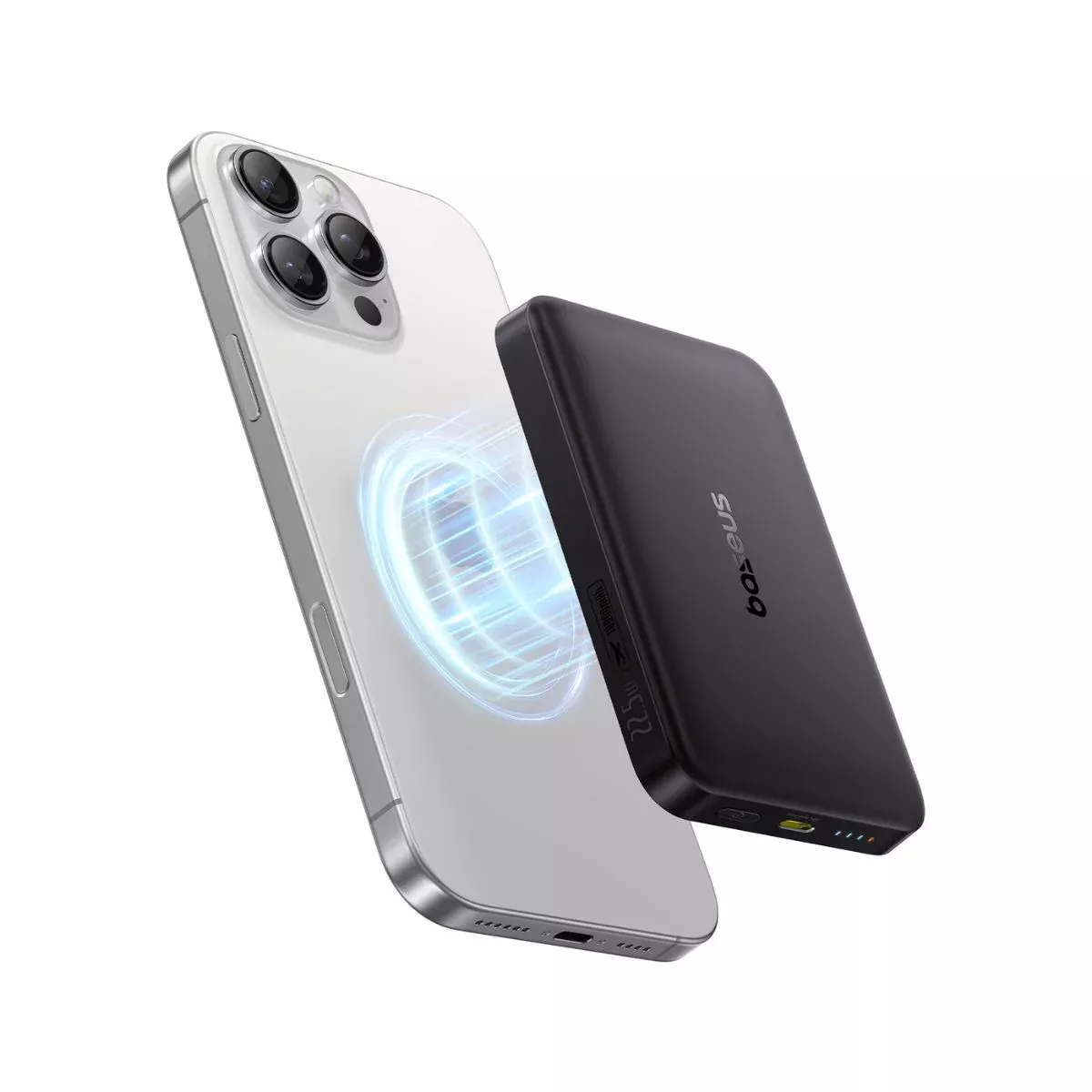 Extern trådlös batteri Baseus Enerfill FM12, 10000mAh, 22.5W, PD + FQI, 1 x QI - 1 x USB-C, Svart E0028500