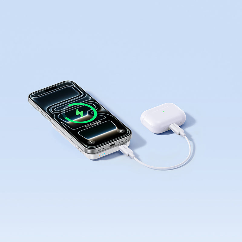 Trådlös Extern Batteri Baseus EnerFill FM11, 10000mAh, 30W, PD + FQI, 1 x QI - 1 x USB-C, Vit