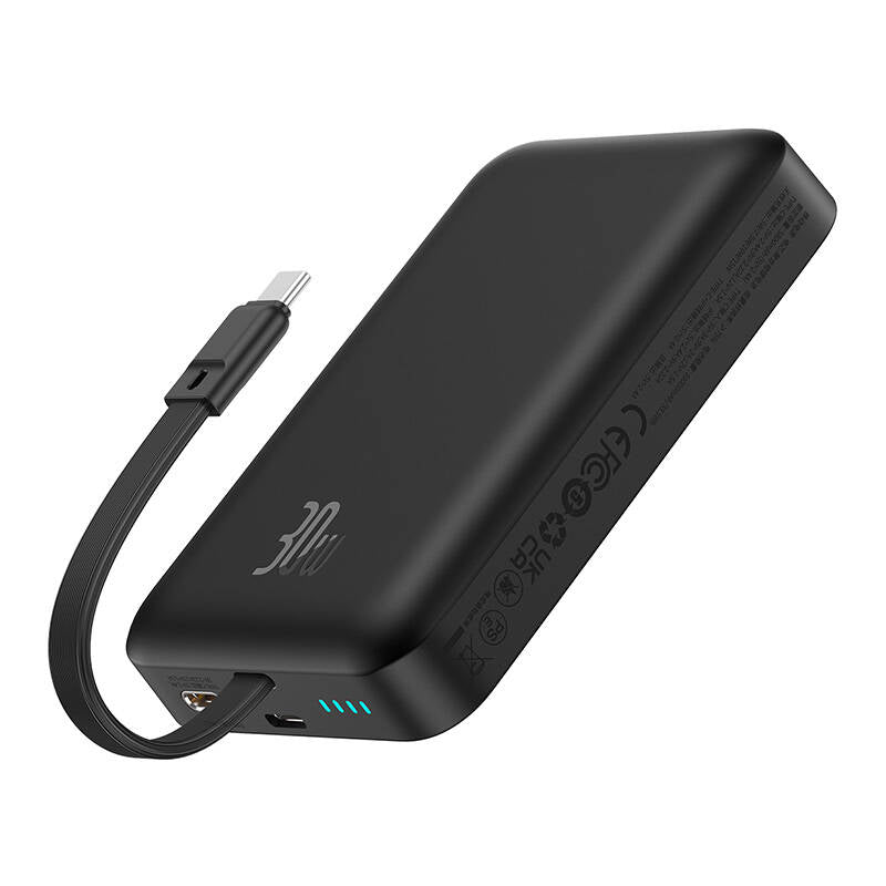 Extern trådlös batteri Baseus Magnetic Mini, 10000mAh, 30W, PD + FQI, 1 x QI - 2 x USB-C, Svart P1002210B113-00