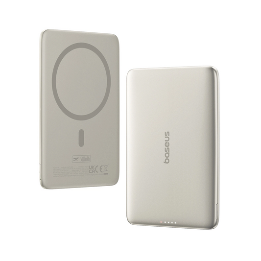 Extern batteri Wireless Baseus PicoGo AM41, 5000mAh, 20W, PD + FQI, 1 x QI - 1 x USB-C, Beige