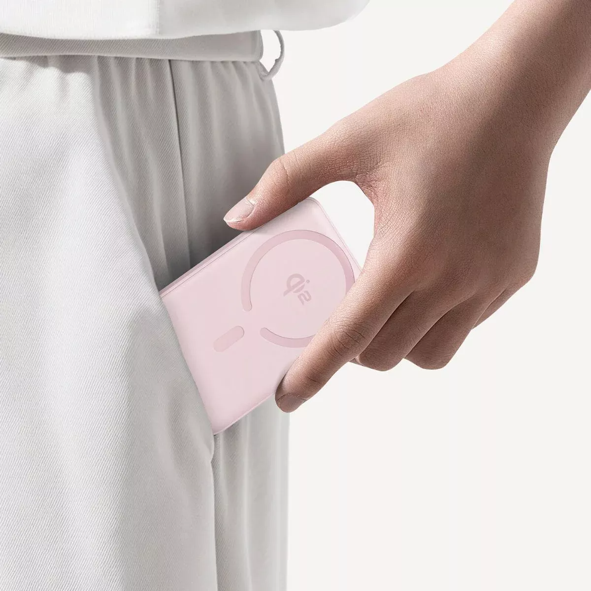 Extern trådlös batteri Baseus Enerfill FM12, 10000mAh, 22.5W, PD + FQI, 1 x QI - 1 x USB-C, Rosa E0028502