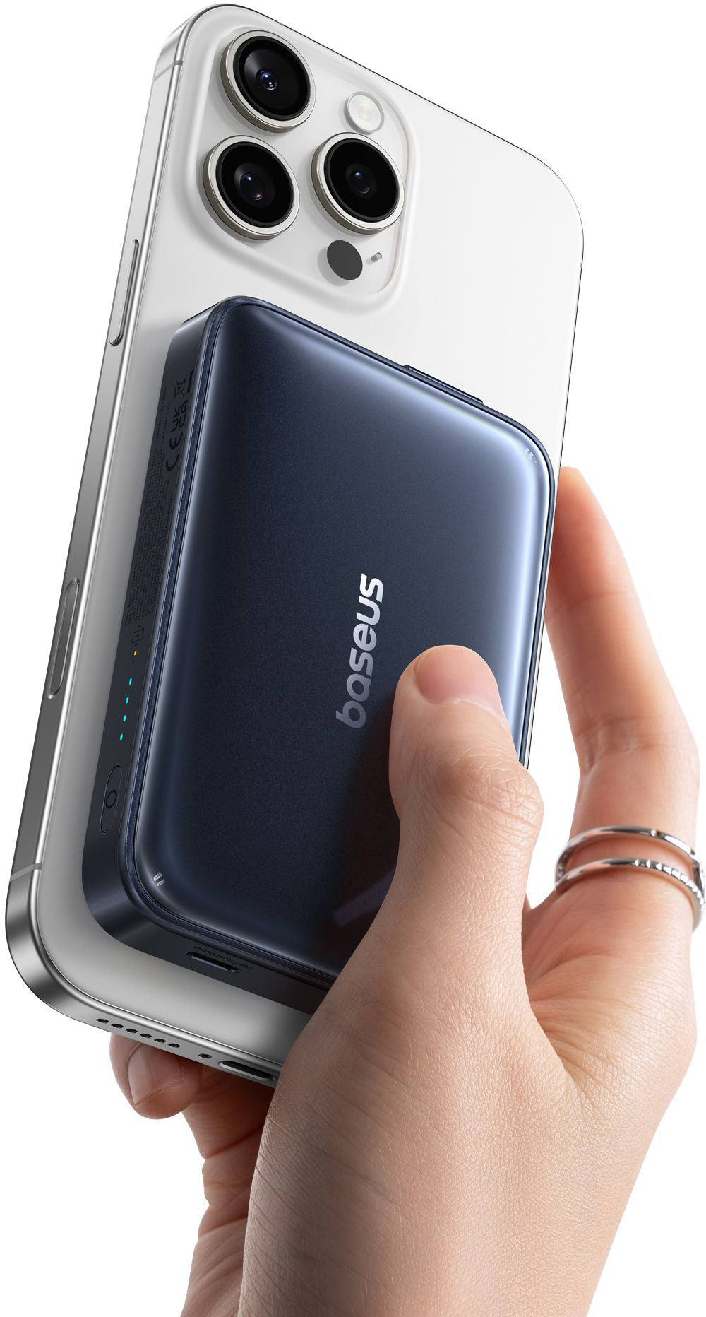 Trådlös Extern Batteri Baseus PicoGo AM61, 10000mAh, 45W, PD + FQI, 1 x QI - 2 x USB-C, Svart E0028V00