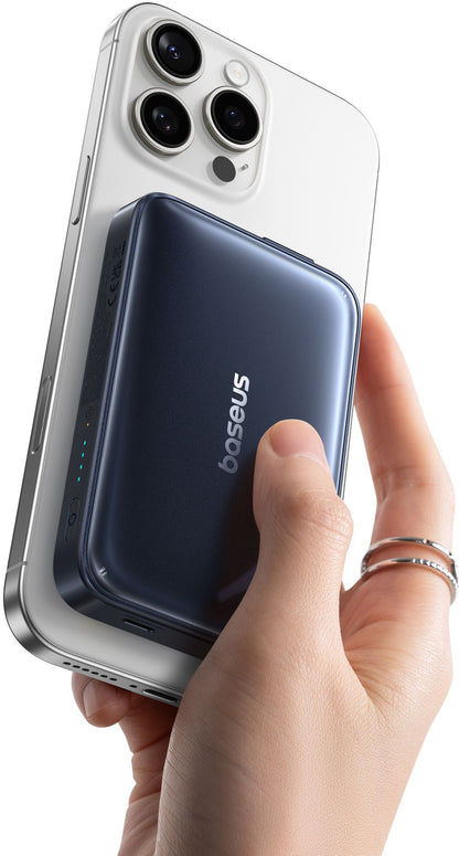 Trådlös Extern Batteri Baseus PicoGo AM61, 10000mAh, 45W, PD + FQI, 1 x QI - 2 x USB-C, Svart E0028V00