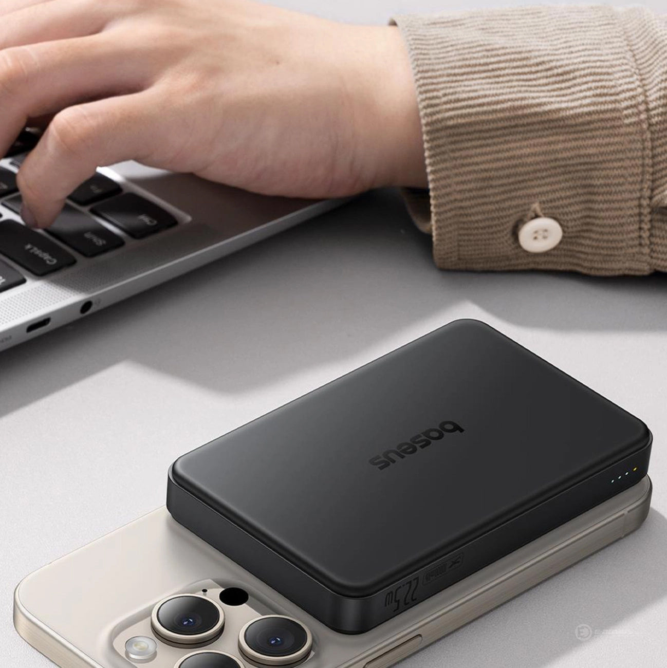 External Wireless Battery Baseus Airpow2 Qi2, 10000mAh, 22.5W, QC + PD + FQI, 1 x QI - 1 x USB-A - 1 x USB-C, Black P10080000123-00